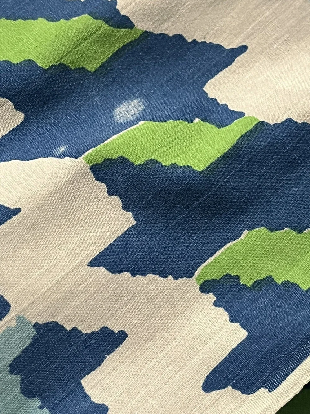 VTG Yves Saint Laurent Fieldcrest Blue Green Desert Song 70s King Flat Bed Sheet